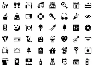 90+ Party and Celebration Colored Line Icons
