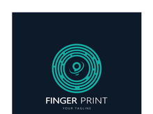 simple flat fingerprint logo,for security,identification,badge,emblem,business card,digital,vector