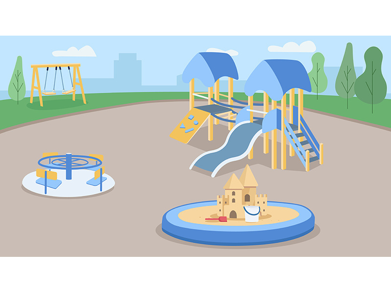 Empty playground flat color vector illustration
