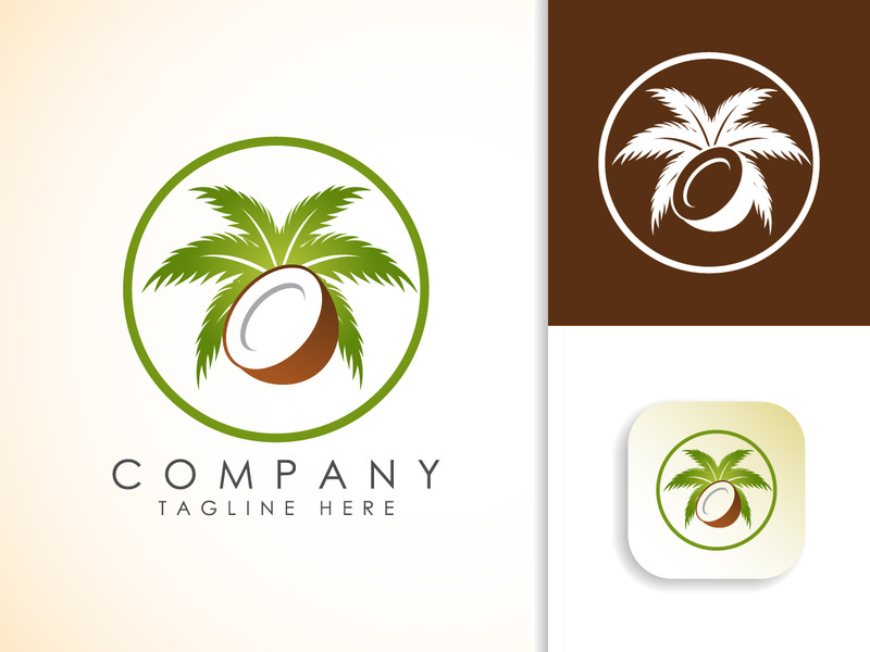 Coconut tree logo design. Nature product coconut oil emblem