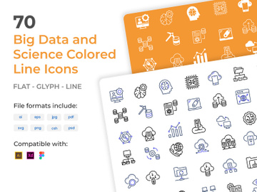 70 Big Data and Science Colored Outline Icons preview picture