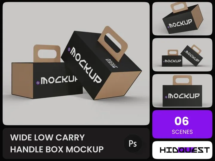 Wide Low Carry Handle Box Mockup