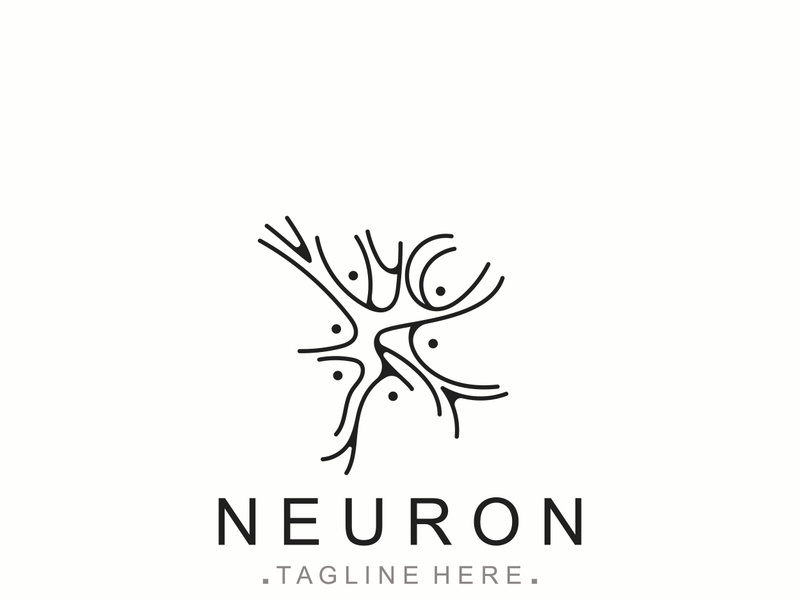 Neuron logo or nerve cell healthy abstract molecule design template