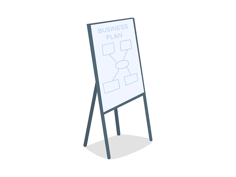 Writing board with business plan semi flat color vector object