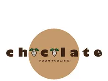 cocoa logo,cocoa bean,cocoa tree,cocoa branches and leaves,chocolate mix on white background,vintage,modern,simple,minimalist icon illustration template design vector