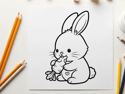 Cute baby bunny holding carrot vector illustration