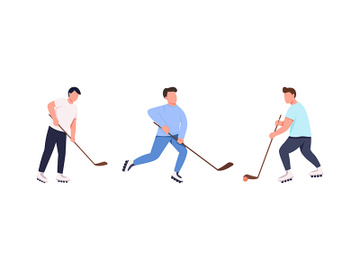 Hockey team flat color vector faceless character set preview picture