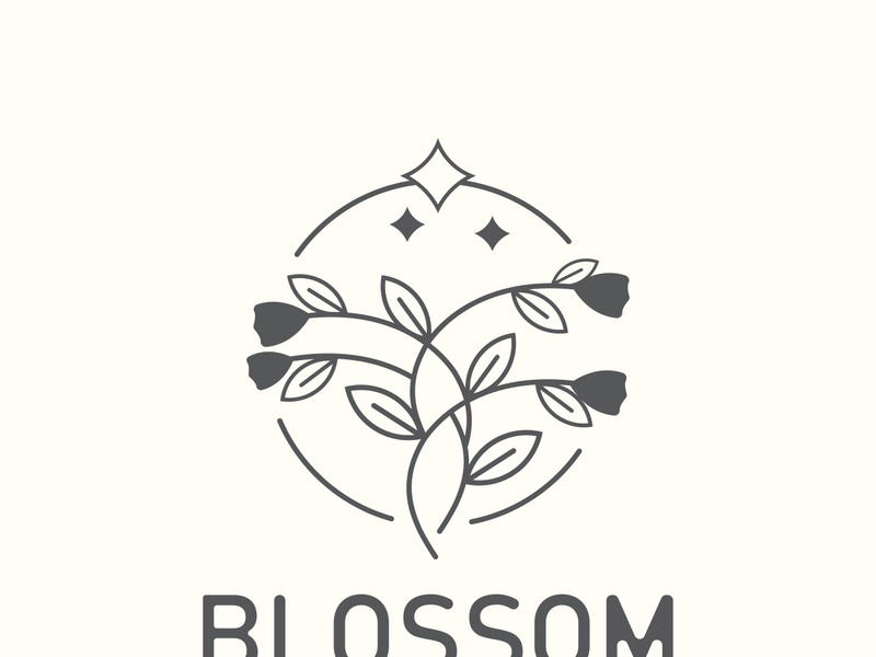 Blossom floral beautiful leaf and flower vector art, icon graphic decoration business wedding template