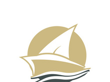 Sailboat boat on sea ocean wave with logo design simple ship