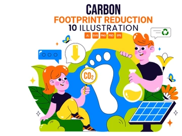 10 Carbon Footprint Reduction Illustration preview picture