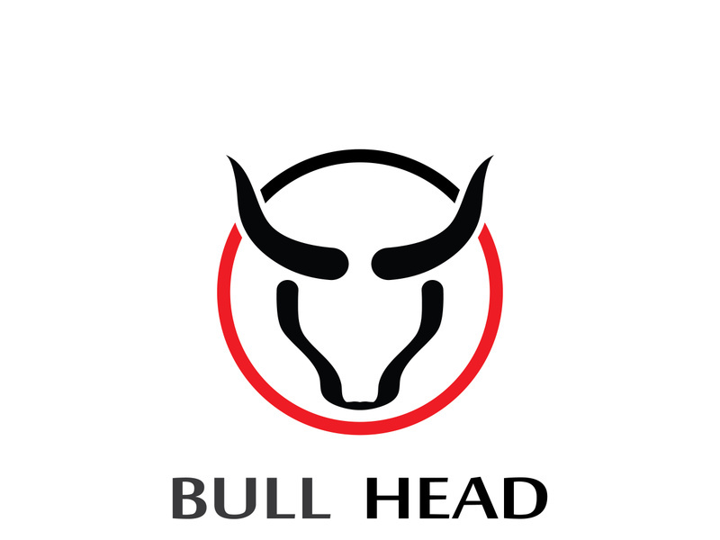 Retro vintage bull head horns logo.