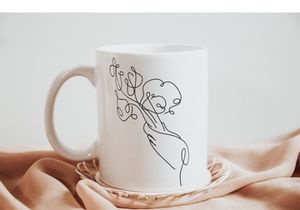 Flower Bouquet Minimalist Line Art Drawing