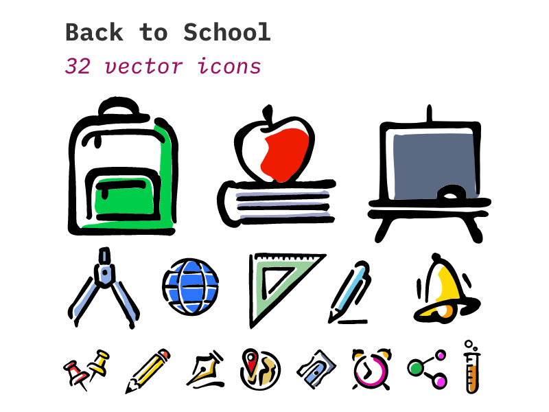Back to school icon set