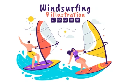 9 Windsurfing Sport Illustration preview picture