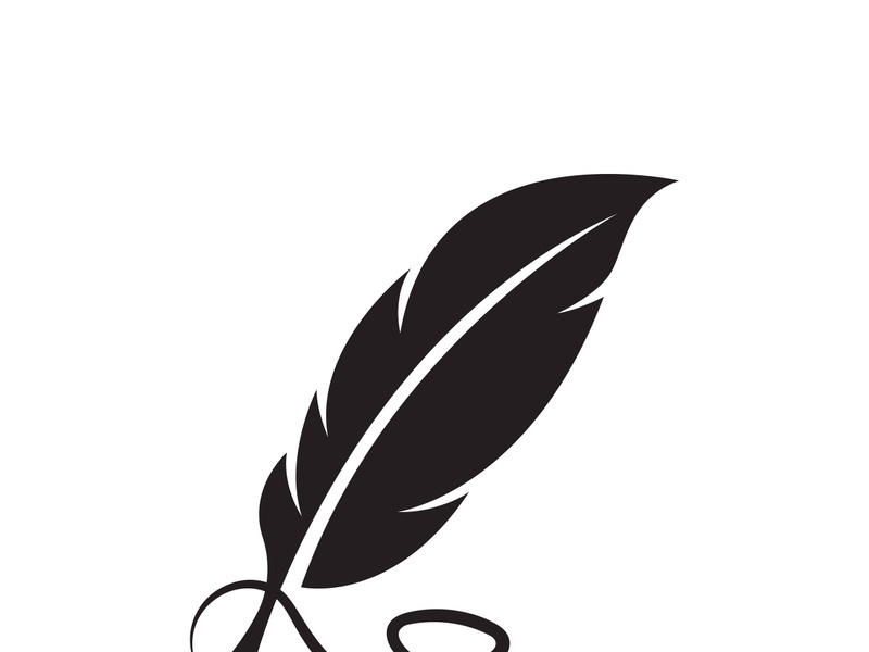 Feather quill design icon and logo illustration classic stationery
