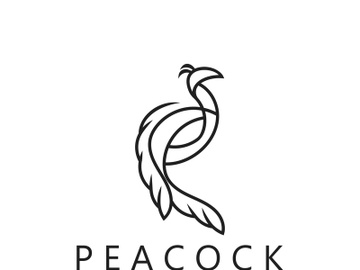 Peacock logo line art elegant concept icon design template flat vector illustration preview picture