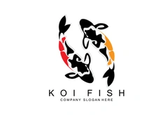 Koi Fish Logo Design, Ornamental Fish Vector, Aquarium Ornament Illustration Brand product