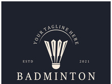 Modern Badminton logo design with Dynamic Shuttlecock and Racket, for championship, sport, sports shop, badminton school, business, company, tournament