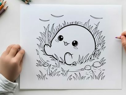 Cute hedgehog smiling in grass vector illustration