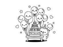Cute cartoon kids celebrating birthday cake vector illustration