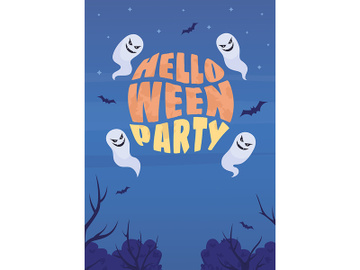 Halloween party flat vector banner template preview picture