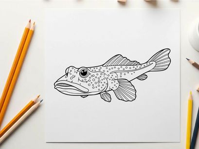 Spotted fish swimming underwater vector illustration flat design