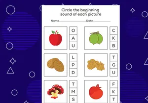 Circle the beginning sound of each picture. Educational game for kids