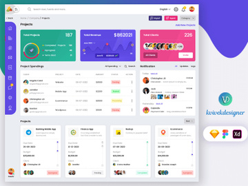 Admin Projects Management Dashboard Page Web UI Template preview picture