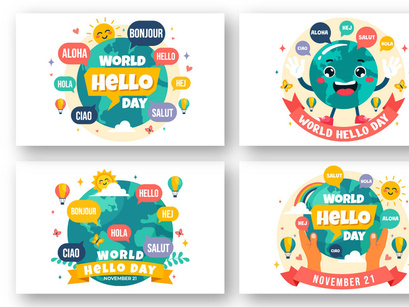 12 World Hello Day Illustration