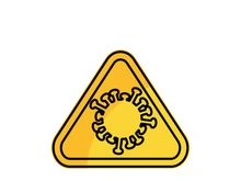 Coronavirus covid-19 prohibition sign flat vector