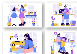 9 Seamstress at Work Illustration