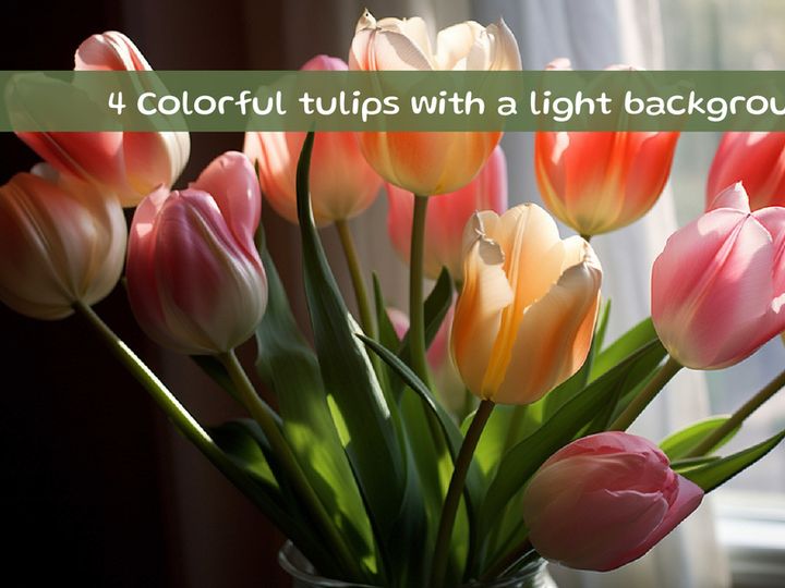Colorful tulips with a black background
