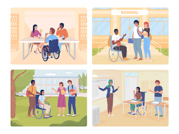 High school equity 2D vector isolated illustration set preview picture
