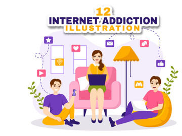 12 Internet Addiction Vector Illustration preview picture