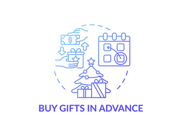 Buying gifts in advance concept icon preview picture