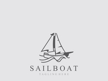Sail boat logo water lines hipster design minimalist template