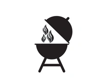 BBQ grill simple and symbol icon with smoke or steam logo vector illustration