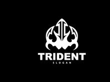 Neptune Poseidon Trident Logo, Spear Simple Vintage Template Design
