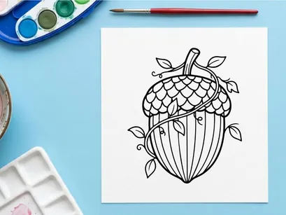 Süßes Cartoon-Eichelchen mit lächelndem Gesicht und Blattkappe. Verspielte Natur-Illustration für Kinder und Bildungsinhalte.