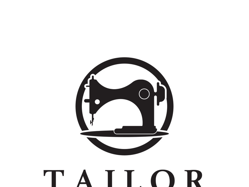 Tailor logo icon illustration template combination of buttons for clothes, thread and sewing machine, for clothing product design