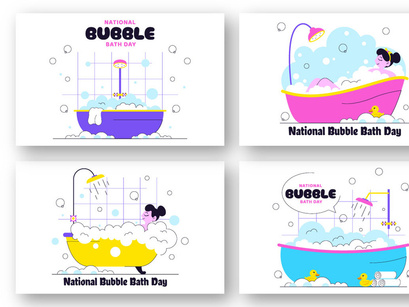 10 National Bubble Bath Day Illustration