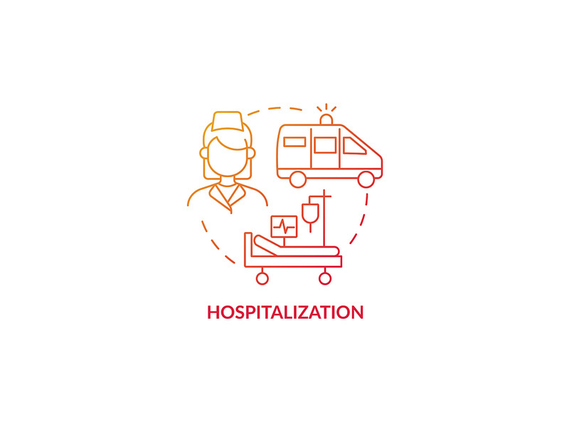 Hospitalization red gradient concept icon