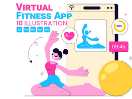 10 Virtual Fitness App Promotion Illustration preview picture