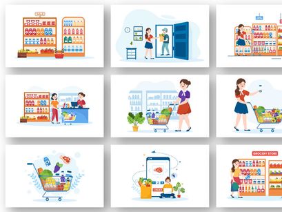 46 Grocery Store or Supermarket Illustration