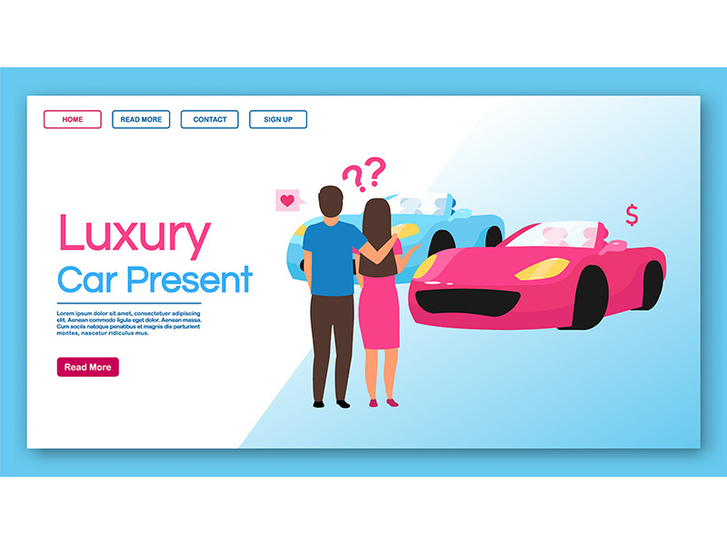 Luxury car present landing page vector template