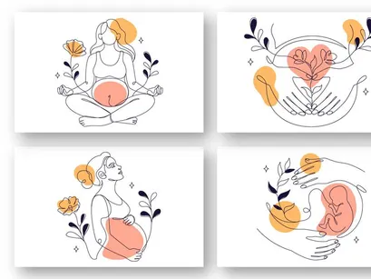6 Pregnancy Vector Illustration