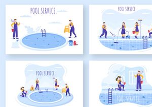12 Pool Service Worker Illustration