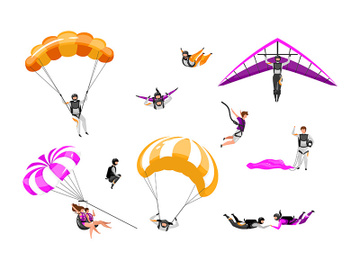 Extreme air sport flat vector illustrations set preview picture