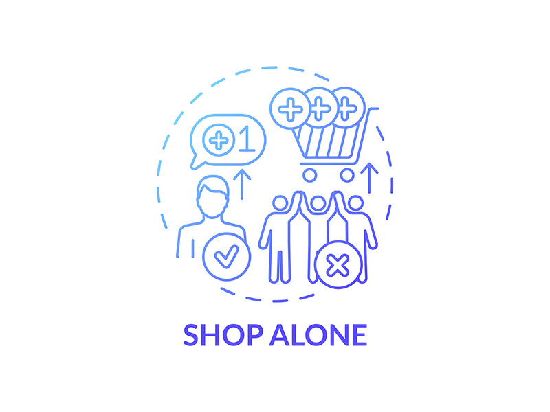 Shopping alone concept icon
