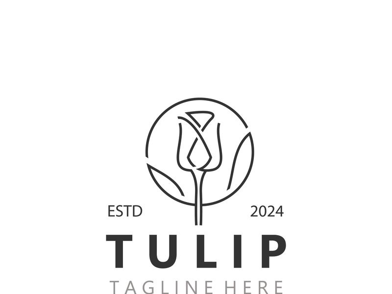 Tulip Flower bud logo with leaves design, suitable for fashion, beauty spa and boutique emblem business